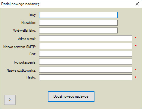 Dodawanie nowego nadawcy