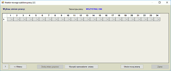 Drugie okno kreatora szablonu pracy